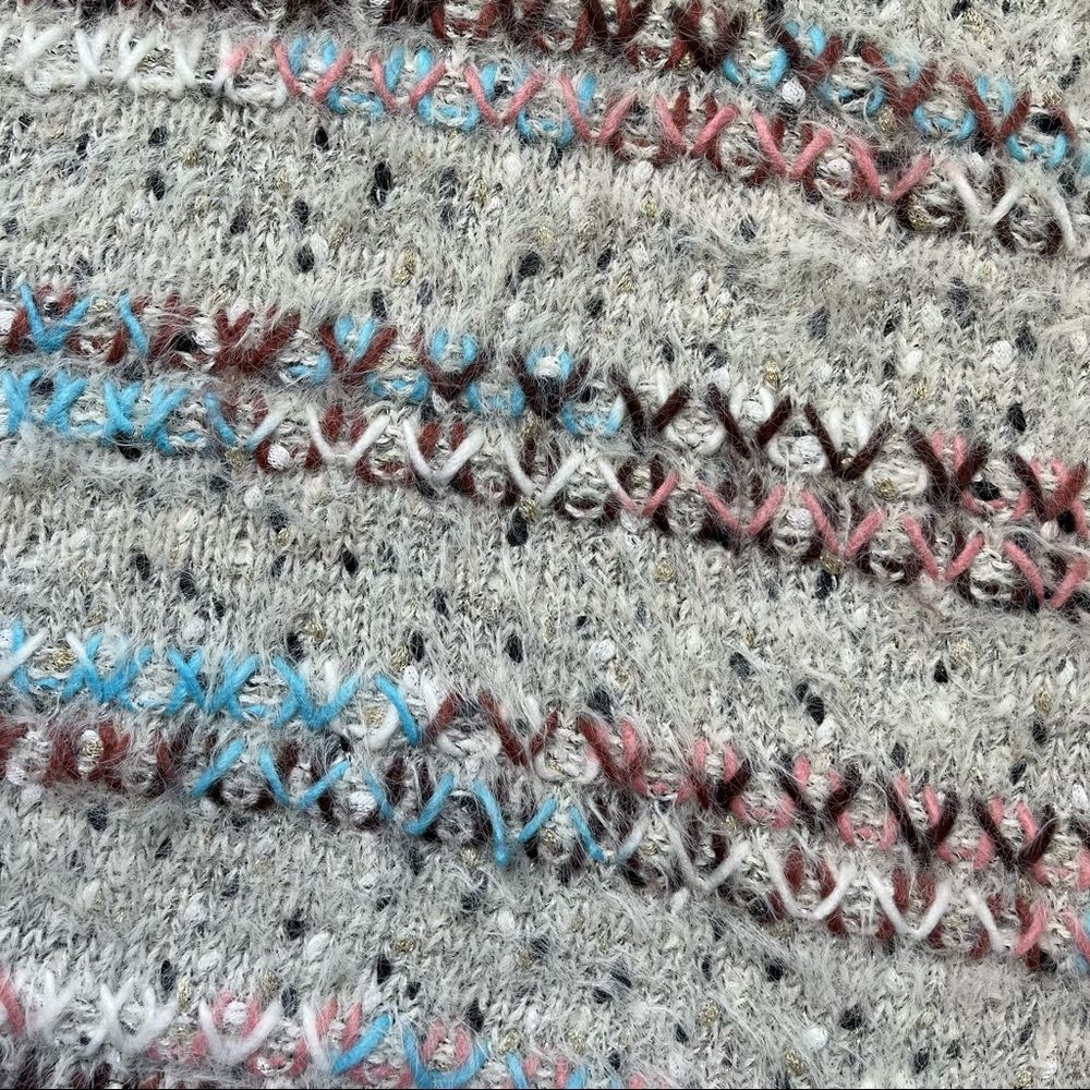 Light Gray Multi Yarn Mock Neck Pullover Sweater … - image 8